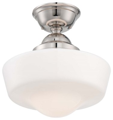 Mostrar detalles para 150w SW 1 Light Semi Flush Mount Polished Nickel Opal Imagen de 150w SW 1 Light Semi Flush Mount Polished Nickel Opal