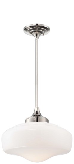 Foto para 150w SW 1 Light Pendant Polished Nickel Opal