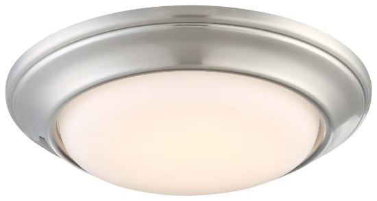 Picture of 15w WW Led Flush Mount Brushed Nickel Etched White Glass