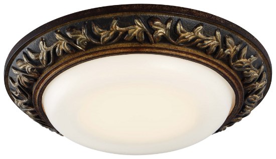 Picture of 15w WW Led Flush Mount Florence Patina Etched White Glass