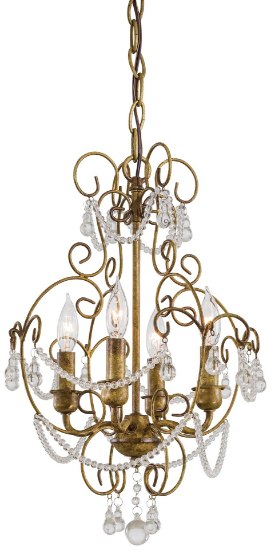 Picture of 60w SW 4 Light Mini Chandelier Regency Gilded Gold Fluted Piastra Glass