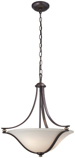 Picture of 100w SW 3 Light Pendant Lathan Bronze With Gold Highli Etched White