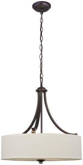 Picture of 100w SW 3 Light Pendant Lathan Bronze With Gold Highli White