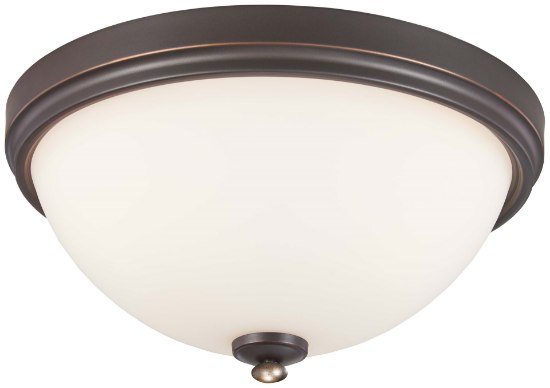 Foto para 60w SW 3 Light Flush Mount Lathan Bronze With Gold Highli Etched White