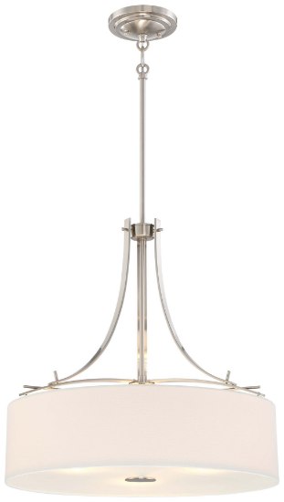 Picture of 100w SW 3 Light Drum Pendant Brushed Nickel White Linen