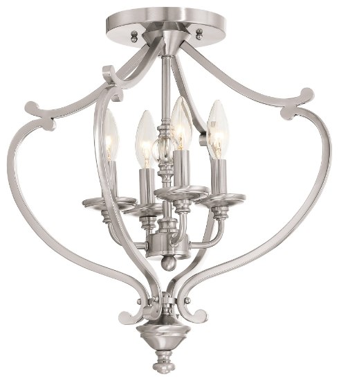 Picture of 60w SW 4 Light Semi Flush Mount Brushed Nickel Clear