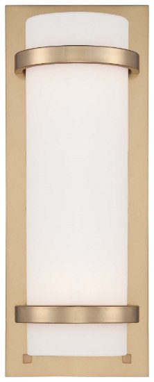 Picture of 100w SW 2 Light Wall Sconce Honey Gold Etched White Glass