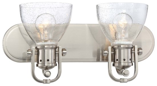 Picture of 100w SW 2 Light Bath Brushed Nickel Clear Seedy Glass