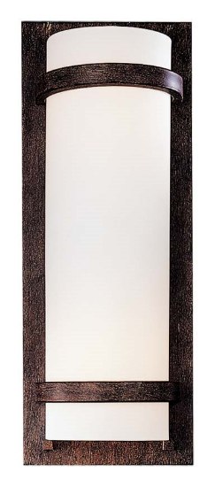 Picture of 100w SW 2 Light Wall Sconce Iron Oxide Etched White Glass