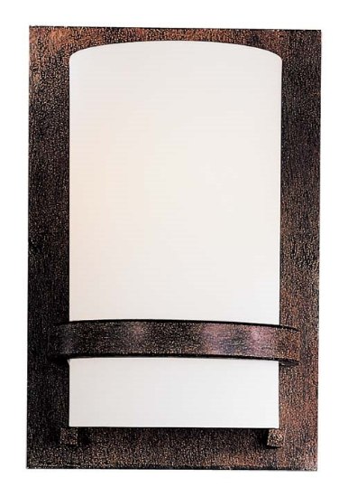Foto para 100w SW 1 Light Wall Sconce Iron Oxide Etched White Glass