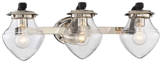 Picture of 100w SW 3 Light Bath Polished Nickel Cklear Glass