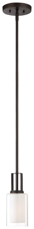 Picture of 100w SW 1 Light Mini Pendant Smoked Iron Etched White