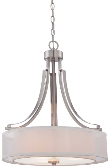Picture of 100w SW Parsons Studio - Pendant Brushed Nickel Translucent Silver Linen Shade