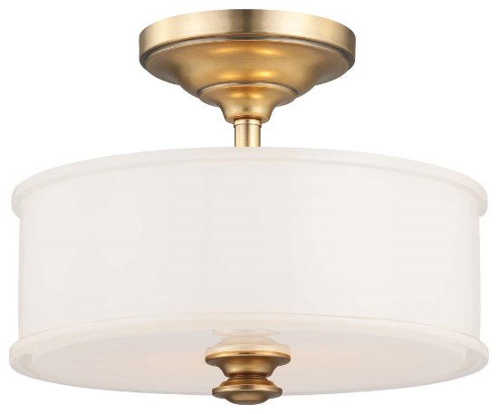 Picture of 60w SW 2 Light Semi Flush Mount Liberty Gold Etched White