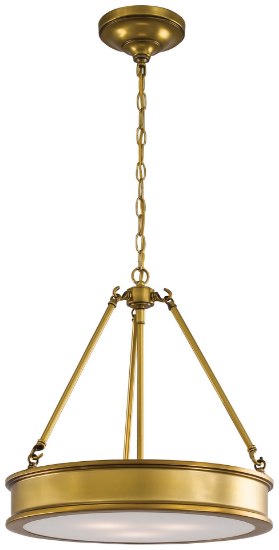 Picture of 100w SW 3 Light Pendant Liberty Gold Clear+sandblast+paint White