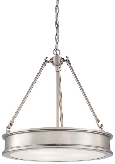 Picture of 100w SW 3 Light Pendant Brushed Nickel Cleae+sandblast+white Paint