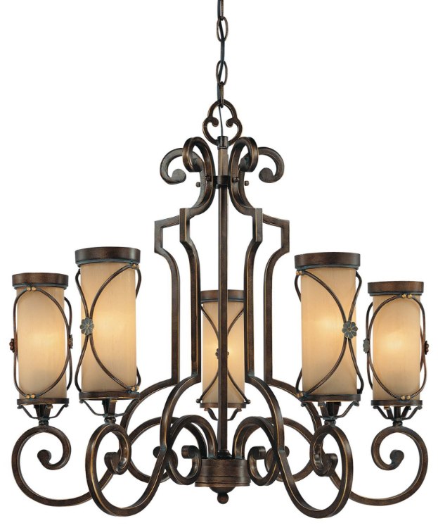 Picture of 100w SW 5 Light Chandelier Deep Flax Bronze Venata De Oro
