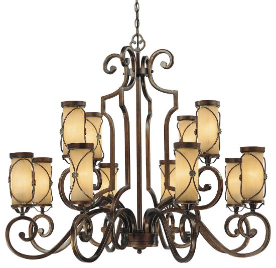 Foto para 100w SW 12 Light Chandelier Deep Flax Bronze Venata De Oro