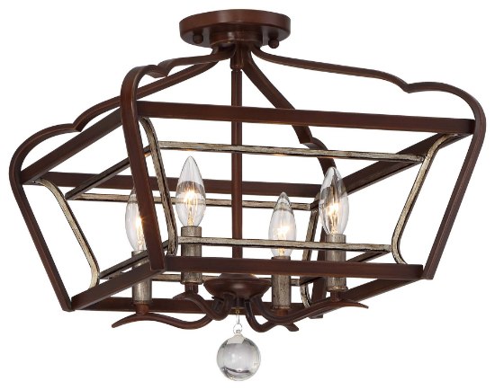 Picture of 60w SW 4 Light Semi Flush Mount Dark Rubbed Sienna With Aged Silver