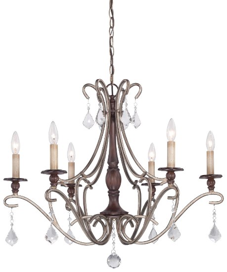 Picture of 60w SW 6 Light Chandelier Dark Rubbed Sienna With Aged Silver
