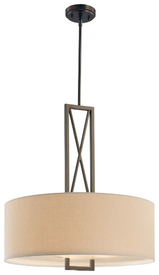 Foto para 100w SW 3 Light Pendant Harvard Court Bronze (Plated) White Linen