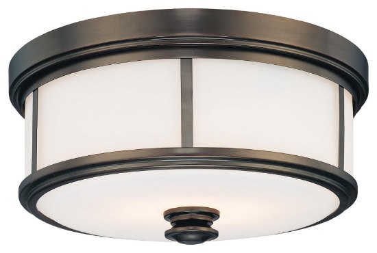 Picture of 60w SW 2 Light Flush Mount Harvard Court Bronze (Plated) Etched Opal