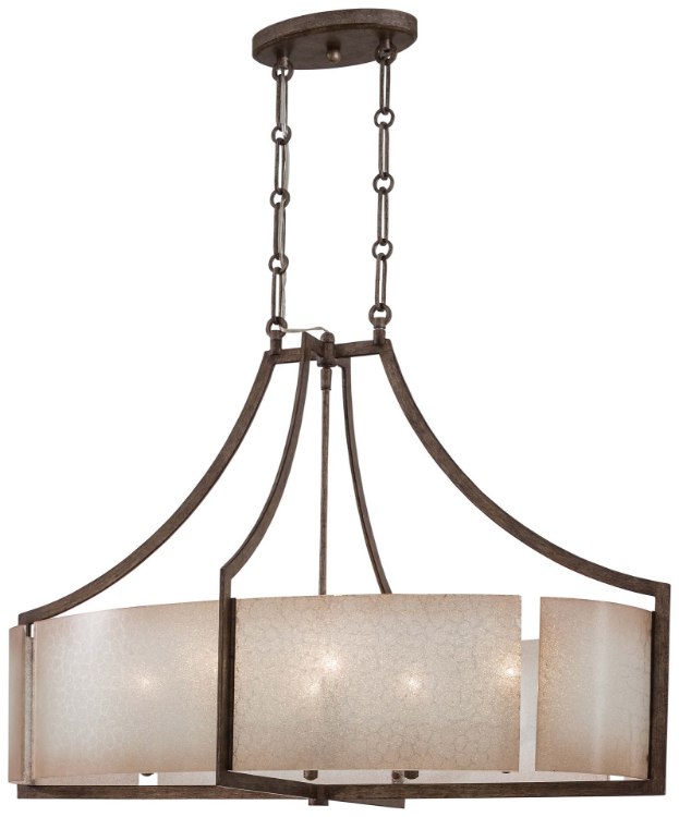 Picture of 60w SW 6 Light Oval Pendant Patina Iron Deep Spumante Lace