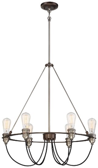 Picture of 40w SW 6 Light Pendant Harvard Court Bronze W/Pewter