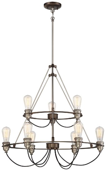 Foto para 40w SW 9 Light Chandelier Harvard Court Bronze W/Pewter