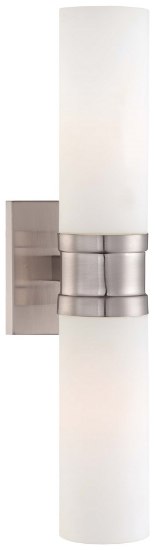 Foto para 60w SW 2 Light Wall Sconce Brushed Nickel Etched Opal