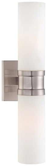 Picture of 60w SW 2 Light Wall Sconce Brushed Nickel Etched Opal