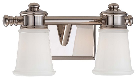 Picture of 100w SW 2 Light Bath Polished Nickel Clear/Etched White
