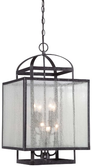 Picture of 60w SW 8 Light Pendant Aged Charcoal Clear Seeded