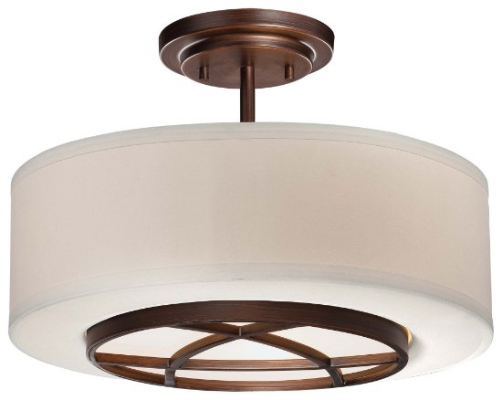 Foto para 100w SW 3 Light Semi Flush Mount Dark Brushed Bronze (Painted)