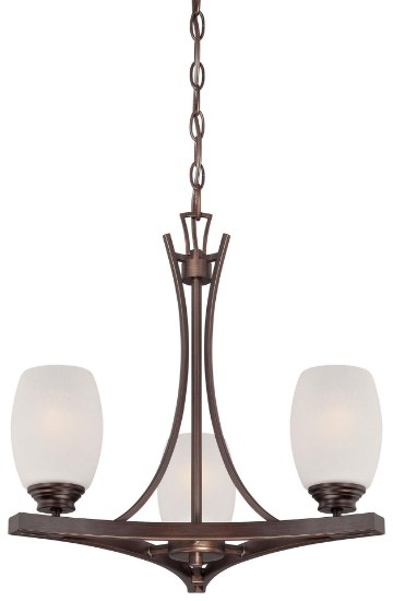 Picture of 100w SW 3 Light Mini Chandelier Dark Brushed Bronze (Painted) Etched White Seeded