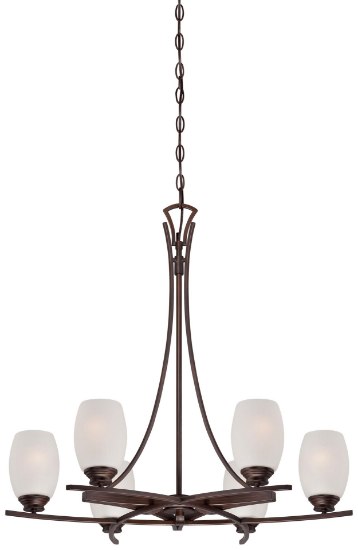 Foto para 100w SW 6 Light Chandelier Dark Brushed Bronze (Painted) Etched White Seeded