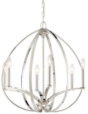 Mostrar detalles para 60w SW 6 Light Chandelier Polished Nickel Imagen de 60w SW 6 Light Chandelier Polished Nickel