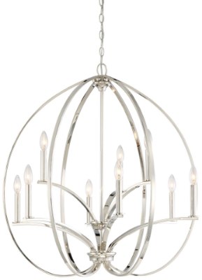 Mostrar detalles para 60w SW 9 Light Chandelier Polished Nickel Imagen de 60w SW 9 Light Chandelier Polished Nickel