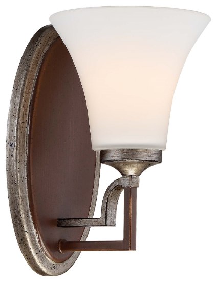 Picture of 100w SW 1 Light Bath Dark Rubbed Sienna With Aged Silver Etched White