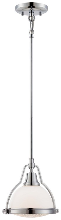 Picture of 100w SW 1 Light Pendant Chrome Etched Opal Glass