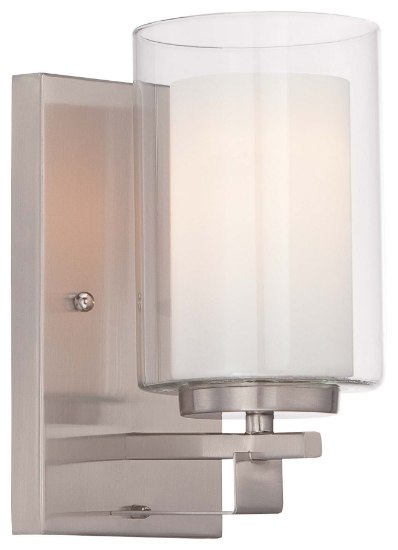 Picture of 100w SW 1 Light Bath Bar Brushed Nickel Etched White Glass