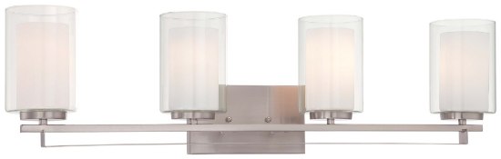 Picture of 100w SW 4 Light Bath Bar Brushed Nickel Etched White