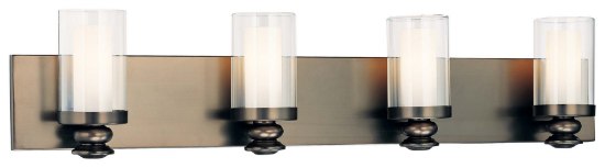 Picture of 75w SW 4 Light Bath Harvard Court Bronze (Plated) Clear & Etched Opal Glass