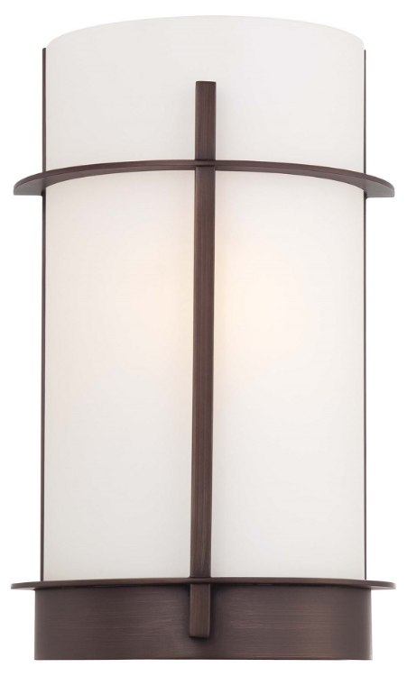 Picture of 100w SW 1 Light Wall Sconce Copper Bronze Patina Etched Opal