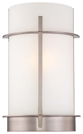 Foto para 100w SW 1 Light Wall Sconce Brushed Nickel Etched Opal