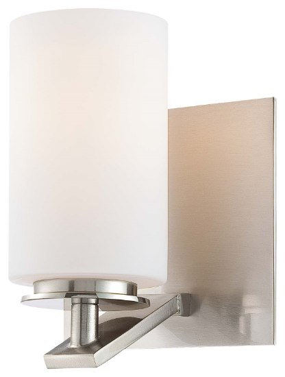 Foto para 100w SW 1 Light Bath Brushed Nickel Etched White Glass