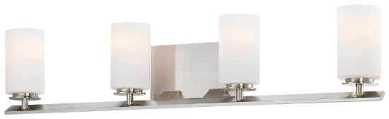 Picture of 100w SW 4 Light Bath Brushed Nickel Etched White Glass