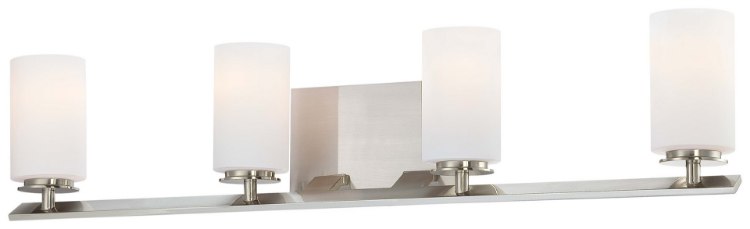 Picture of 100w SW 4 Light Bath Brushed Nickel Etched White Glass