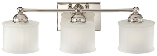 Picture of 100w SW 3 Light Bath Polished Nickel Etched Glass Box - Pleat