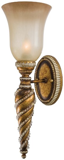 Picture of 100w SW 1 Light Wall Sconce Aston Court Bronze Avorio Mezzo Glass